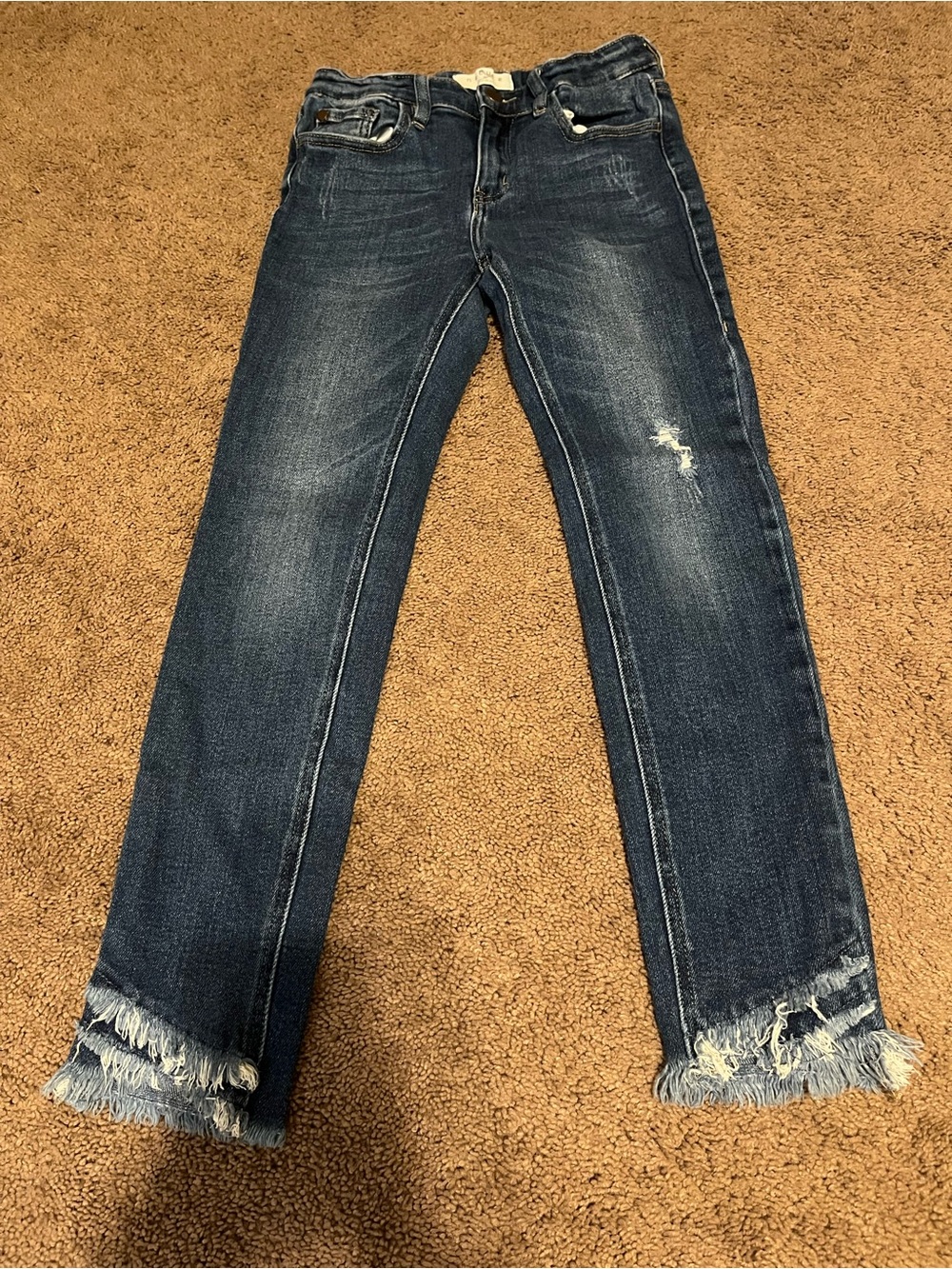 KanCan Dark Blue Distressed Frayed Hem Kids Jeans size 16
